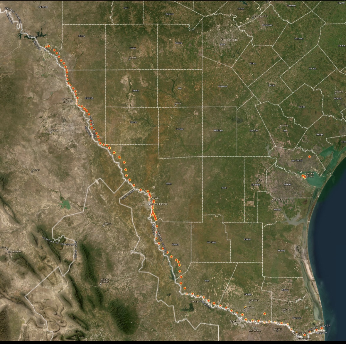 Map showing fly traps deployed as part of TDA's NWS prevention