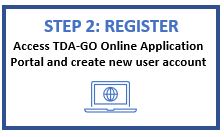Step 2 register in TDA-GO online application portal